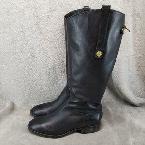 Sam Edelman Shoes Womens Size 7.5 Penny Black Leather Stacked Heel Boots